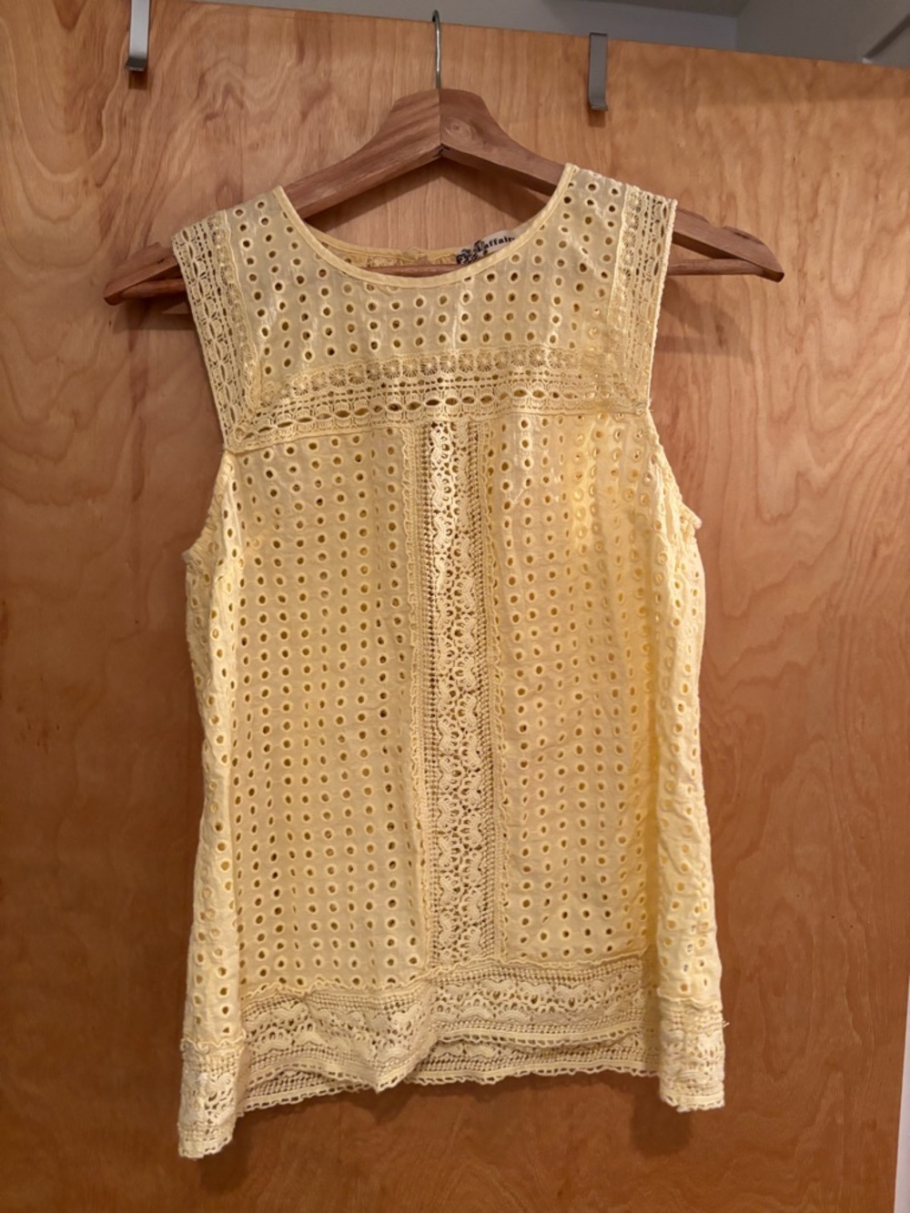 Eyelet Lace Sleeveless Camisole in Soft Yellow, 100% cotton